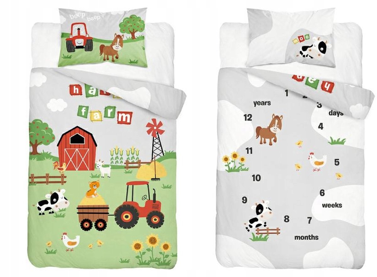 Kinderbeddengoed Boerderij 90x120 cm Katoen - Zacht & Veilig