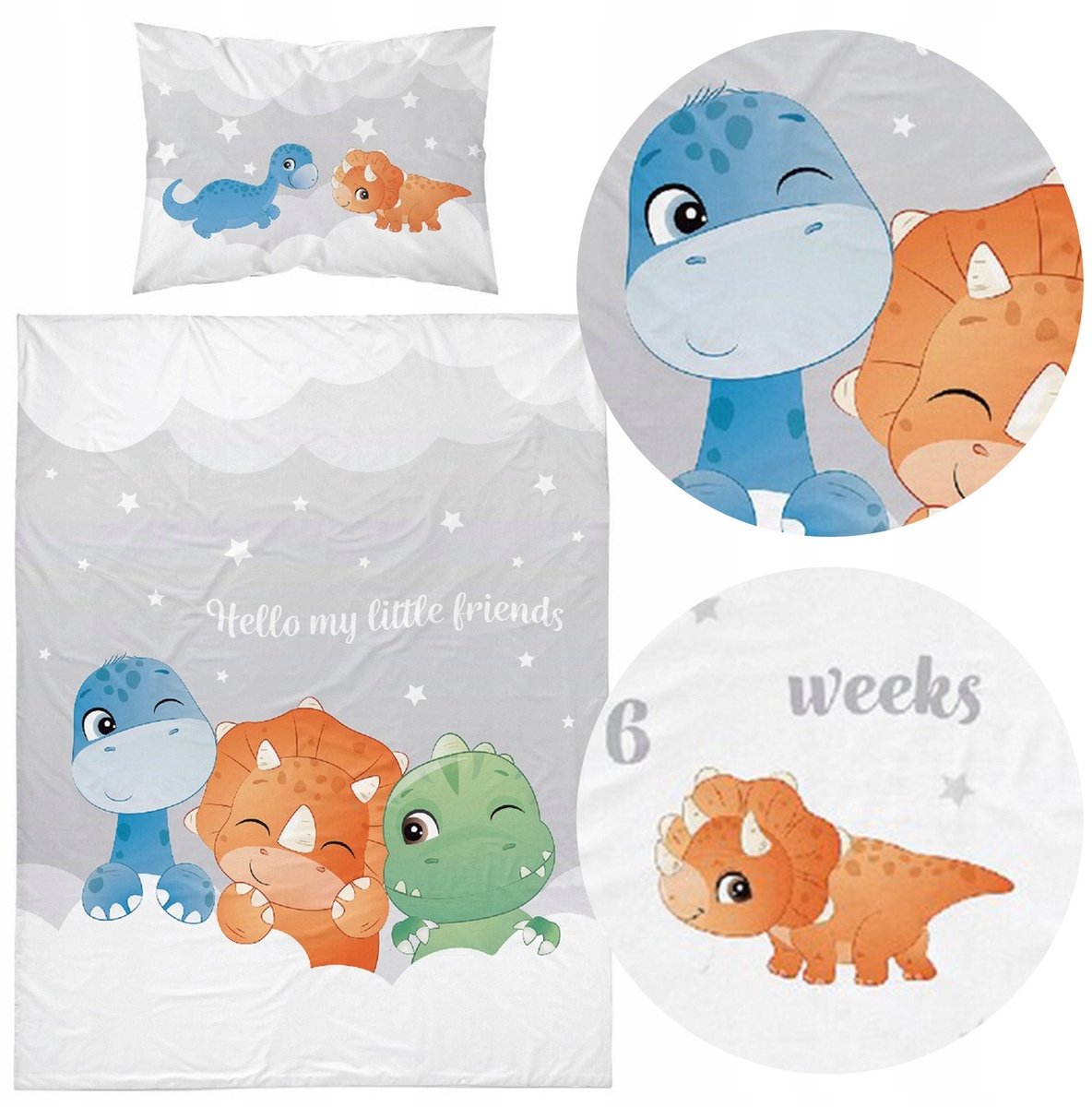 Maya Moo Kinderbeddengoedset 100x135cm Katoen 2-delig Dino Print
