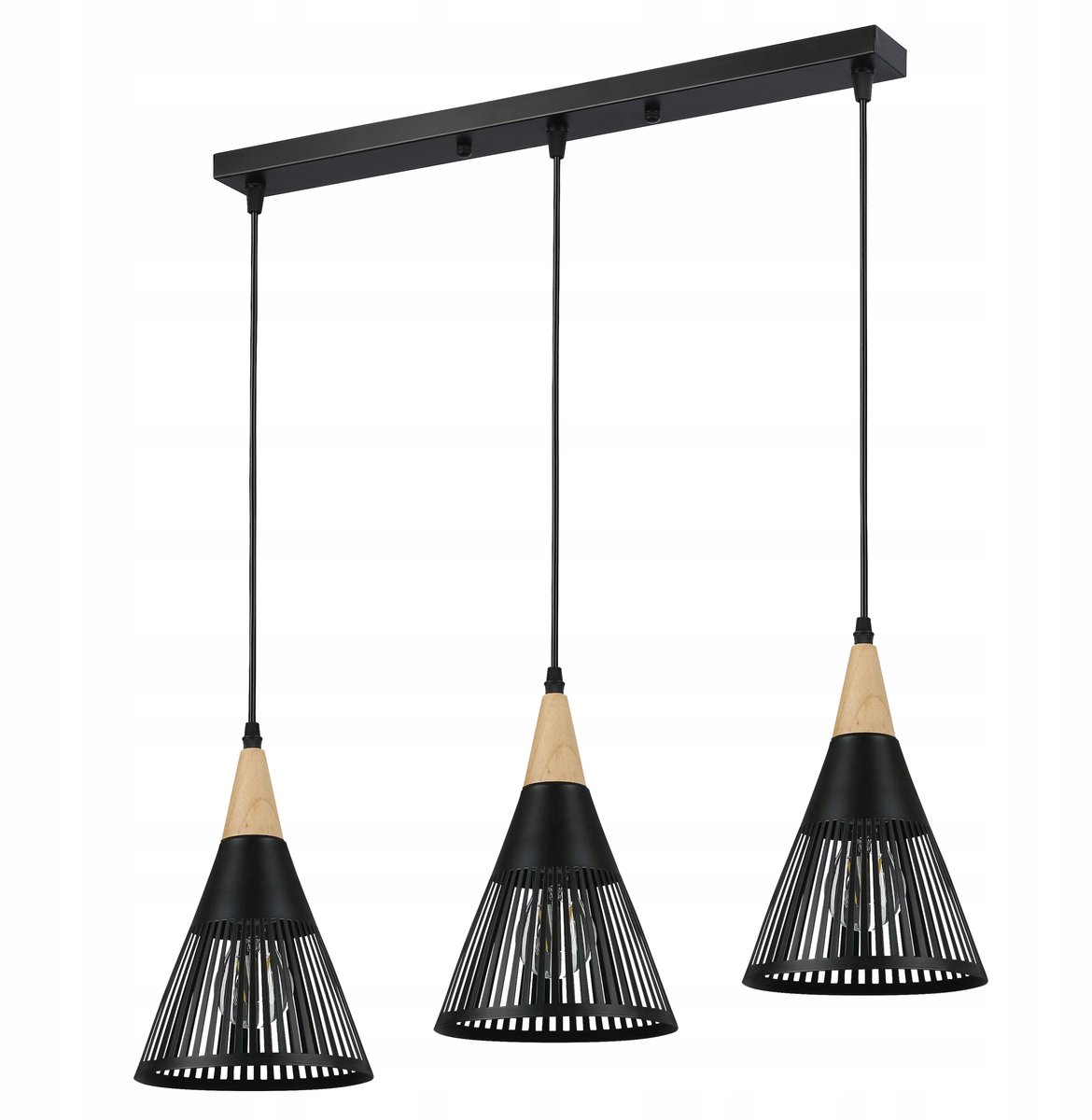 Hanglamp Industriële Stijl met Hout & Metaal - 3x E27 Fitting