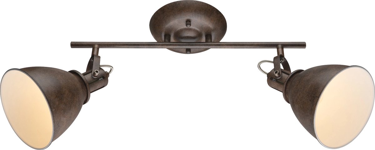 Globo Plafondspot met 2 lampen, woonkamerlamp, plafondlamp in roestkleur, L 45 cm Bruin