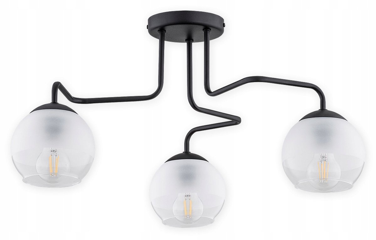 Segre 3-lichts hanglamp mat zwart met glas, E27