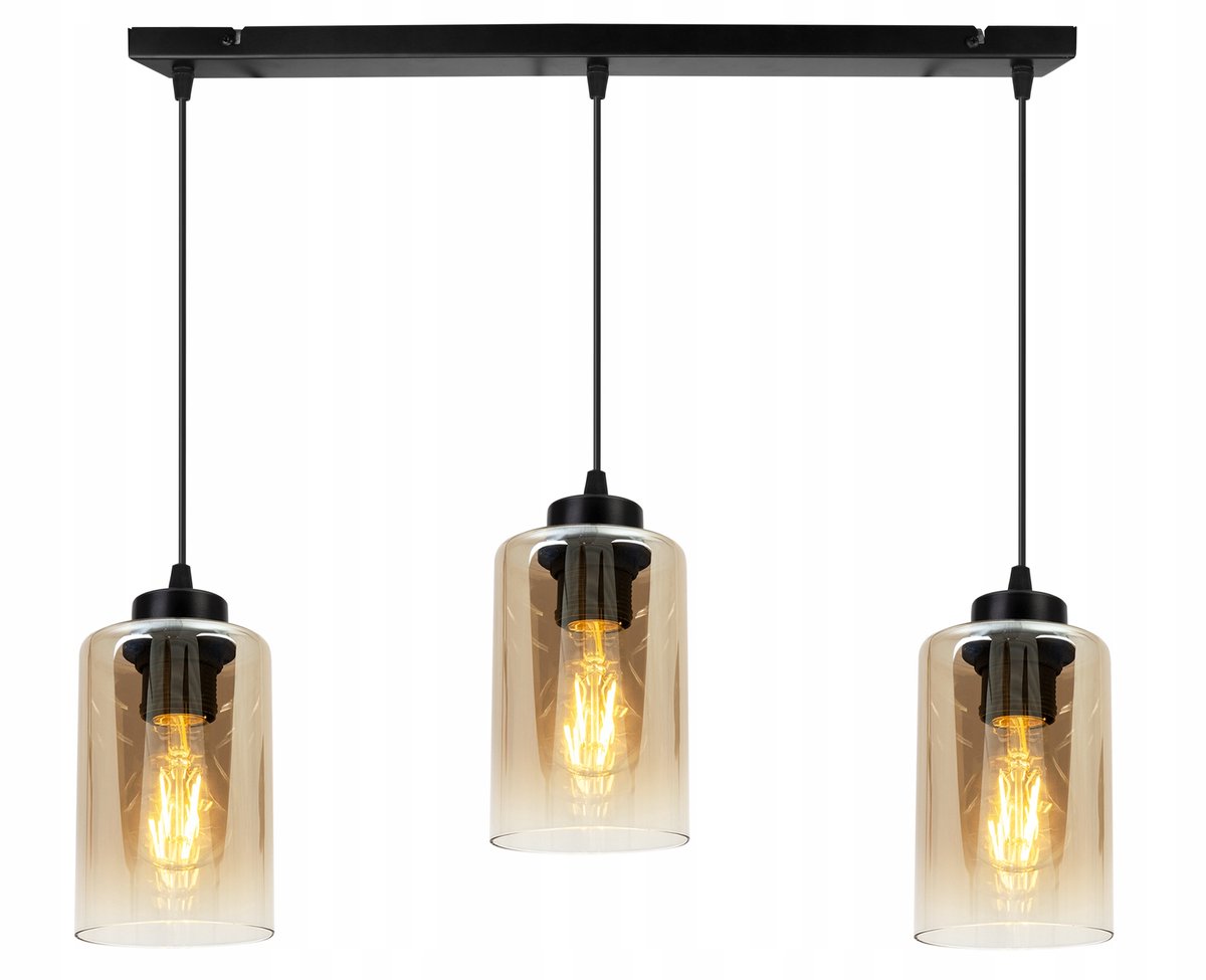 Hanglamp Zwart Glas Miodowy Loft 3xE27