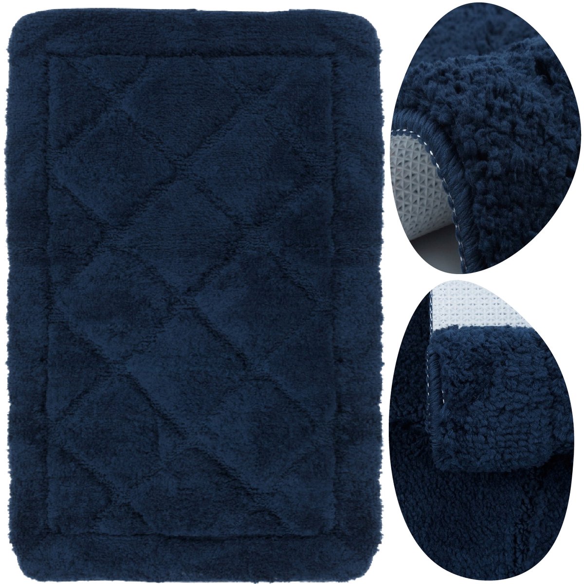 Zachte Badkamermat 50x80 cm - Antislip & Wasbaar - Marineblauw