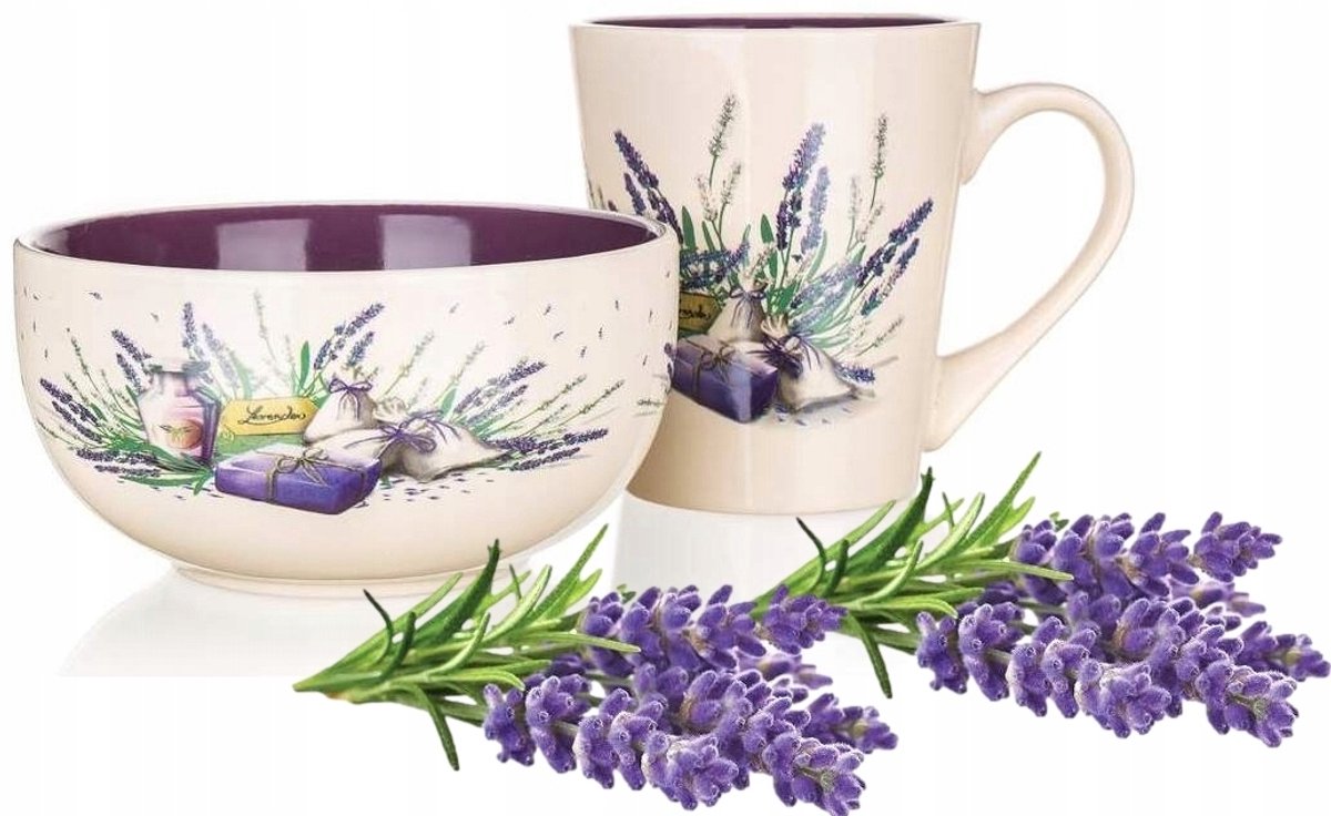 Lavendel Keramiek Ontbijtset: Mok & Kom - Cadeau Idee
