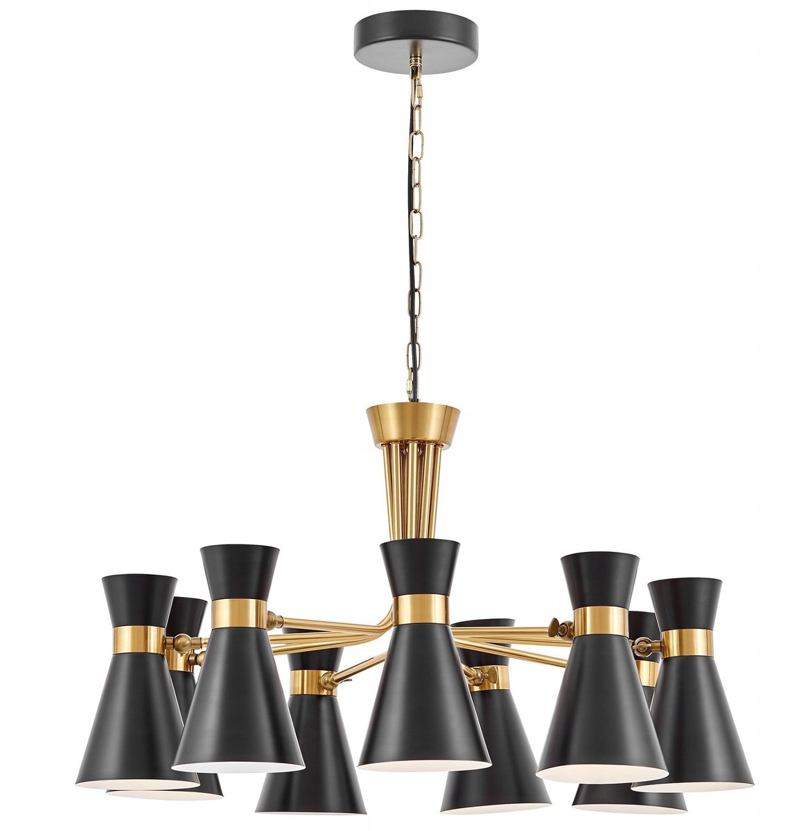 Moderne Zwart Gouden Hanglamp Sena W9 - Verstelbaar