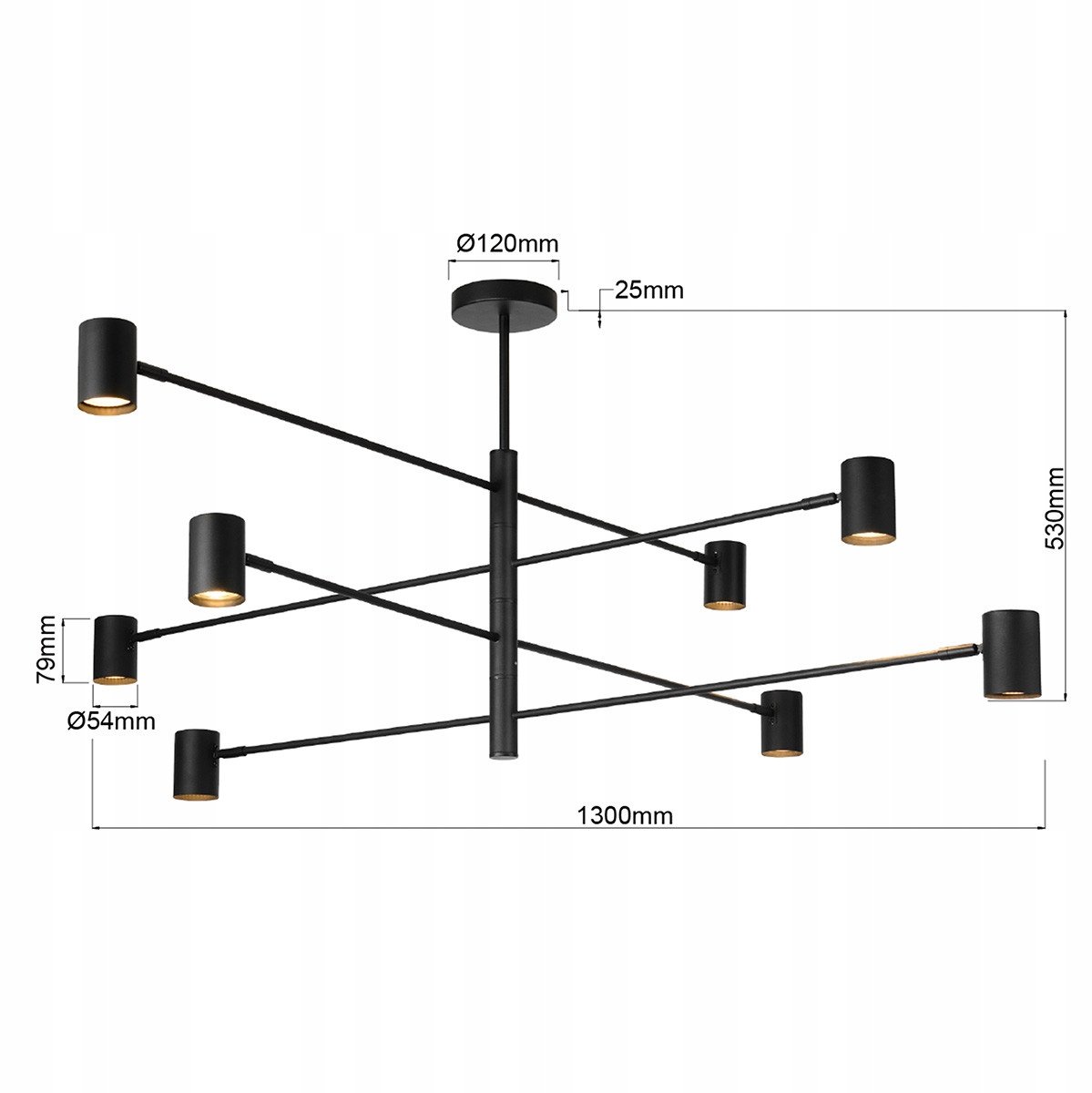 Light Prestige SNOW Hanglamp Zwart GU10 8 lampen