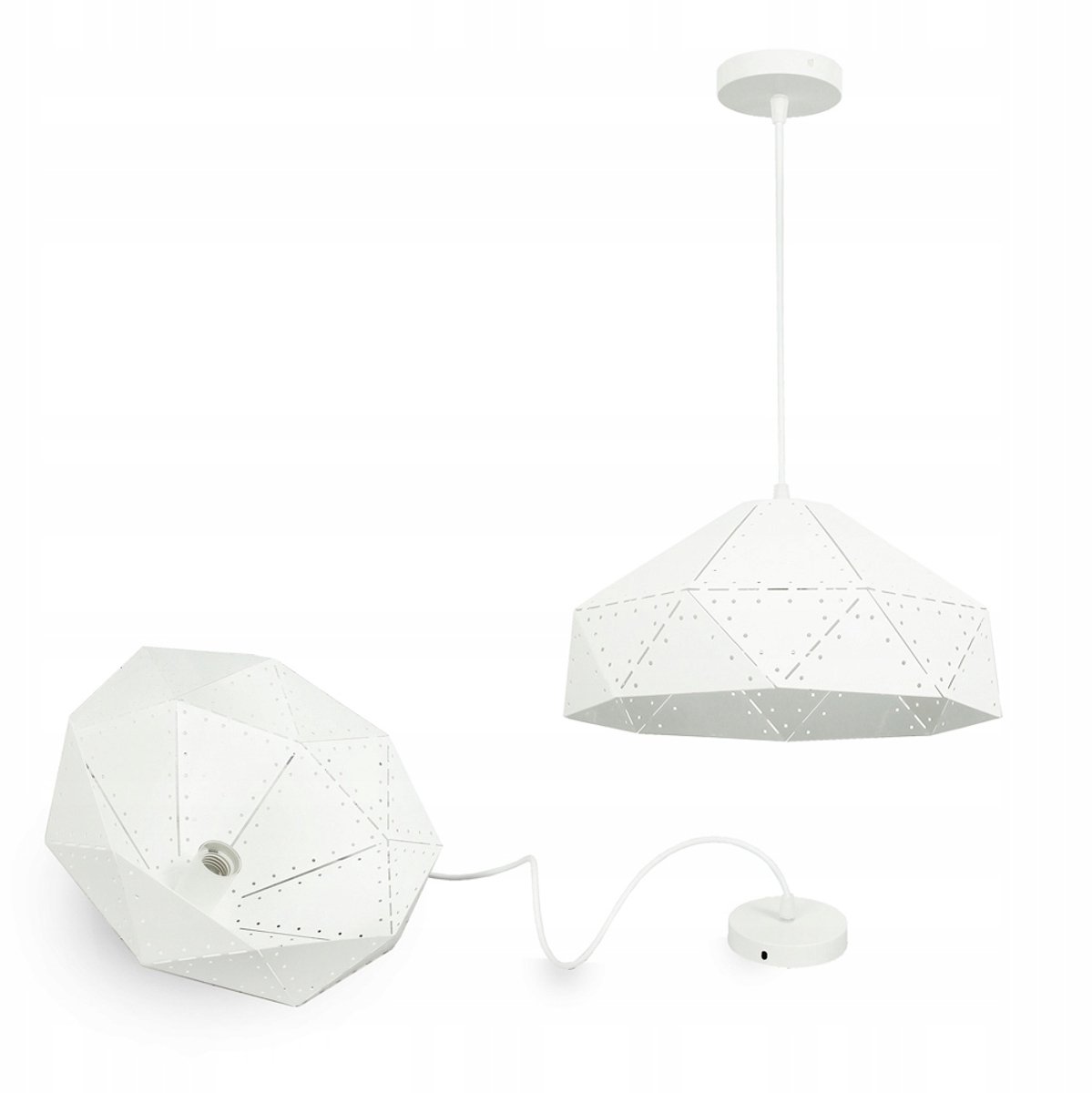 Moderne Witte Metalen Hanglamp - Stijlvol en Geometrisch