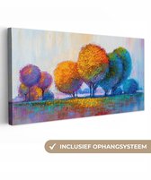 Tableau sur toile 80x40 cm - Décoration murale - Peinture à l'huile - Nature - Arbres - Décoration murale murale salon - Décoration chambre - Accessoires de décoration - Peintures sur toile