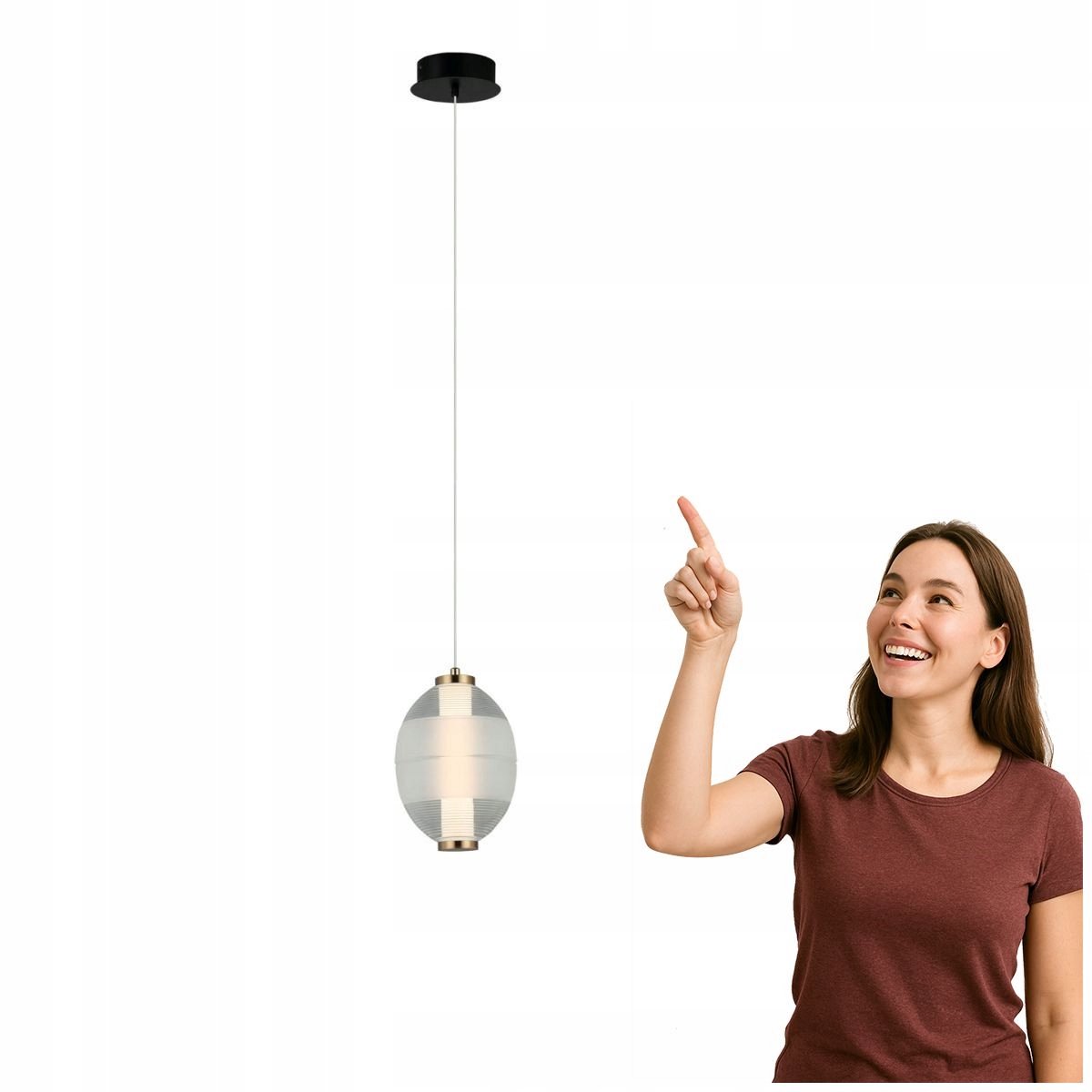 Italux RINOT LED Hanglamp Zwart/Wit/Transparant 8W