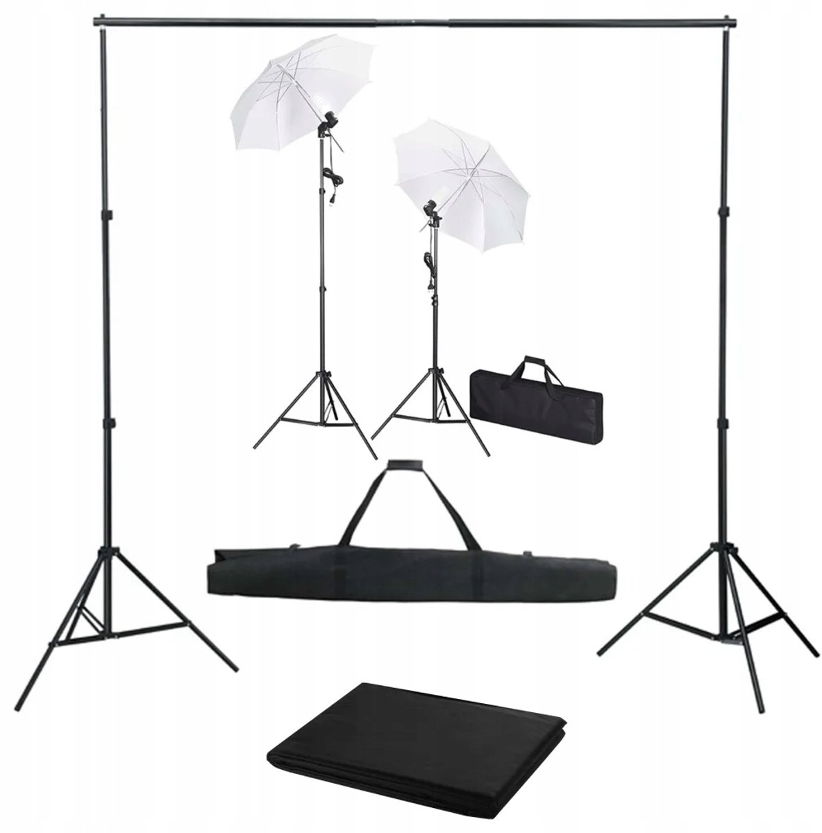 Studiokit: Lampen & Zwart Achtergrond 300x500cm