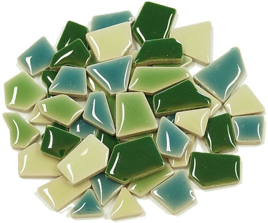 Mosaïques colorées, pierres de mosaïque vertes mini mélange 100 g créatives.