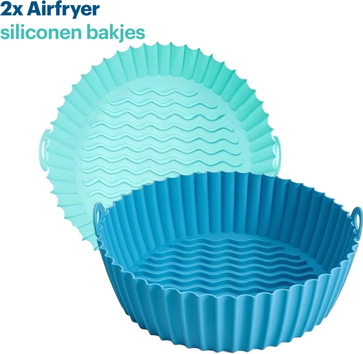 HipWare - Airfryer Siliconen mandje - Antiaanbaklaag - Vaatwasserbestendig - Rond - Cyaan/Blauw