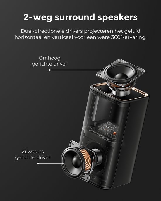 ULTIMEA Professioneel 7.1.4ch draadloos surround sound-systeem met 8" draadloze subwoofer en 2 surround speakers, Dolby Atmos TV-soundbar, BT5.4, Skywave X60 van Ultimea — afbeelding 4