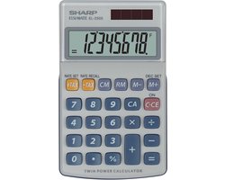 Sharp rekenmachine - grijs - 8 digit - 1x LR54 batterij