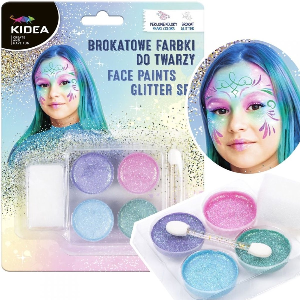Kidea Glitter Schmink voor Kinderen - 4 Kleuren
