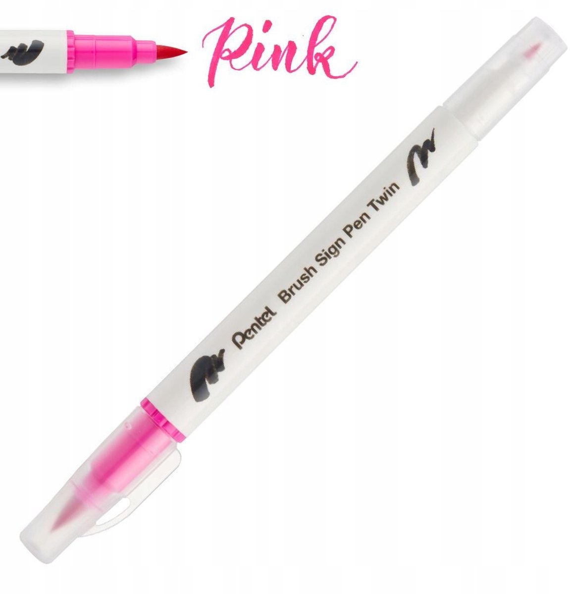 Pentel Brush Sign Pen Twin Kalligrafie Marker - Dubbelzijdig, Roze