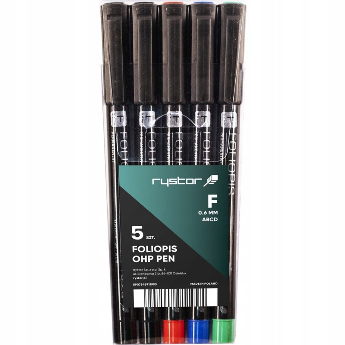 Rystor FF-6 Folie Markers: 3 Kleuren + 2 Zwart (5 Stuks)