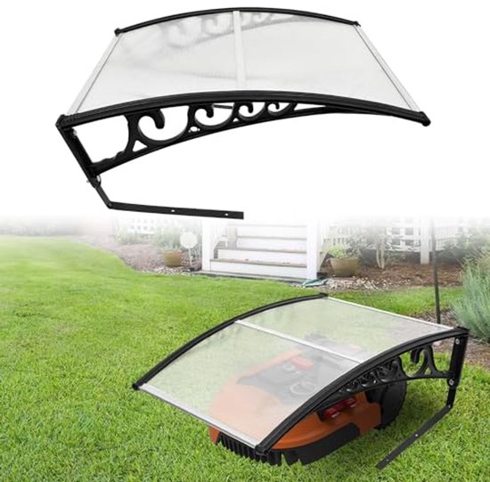 Weerbestendige garage robotmaaier 106x87x50 cm transparant UV-bestendig polycarbonaat dak stevig frame