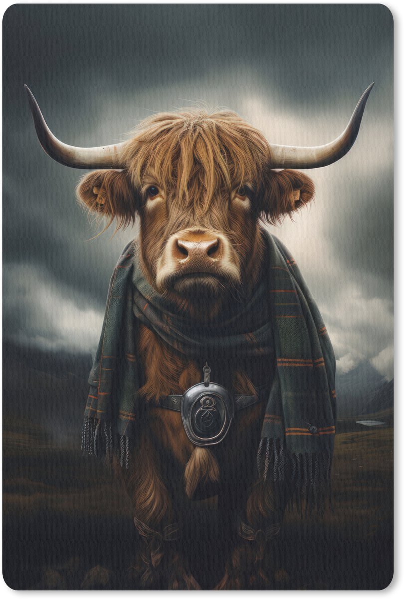 Muismat 18x27 cm - Mousepad Schotse hooglander - Sjaal - Bergen - Muismatten