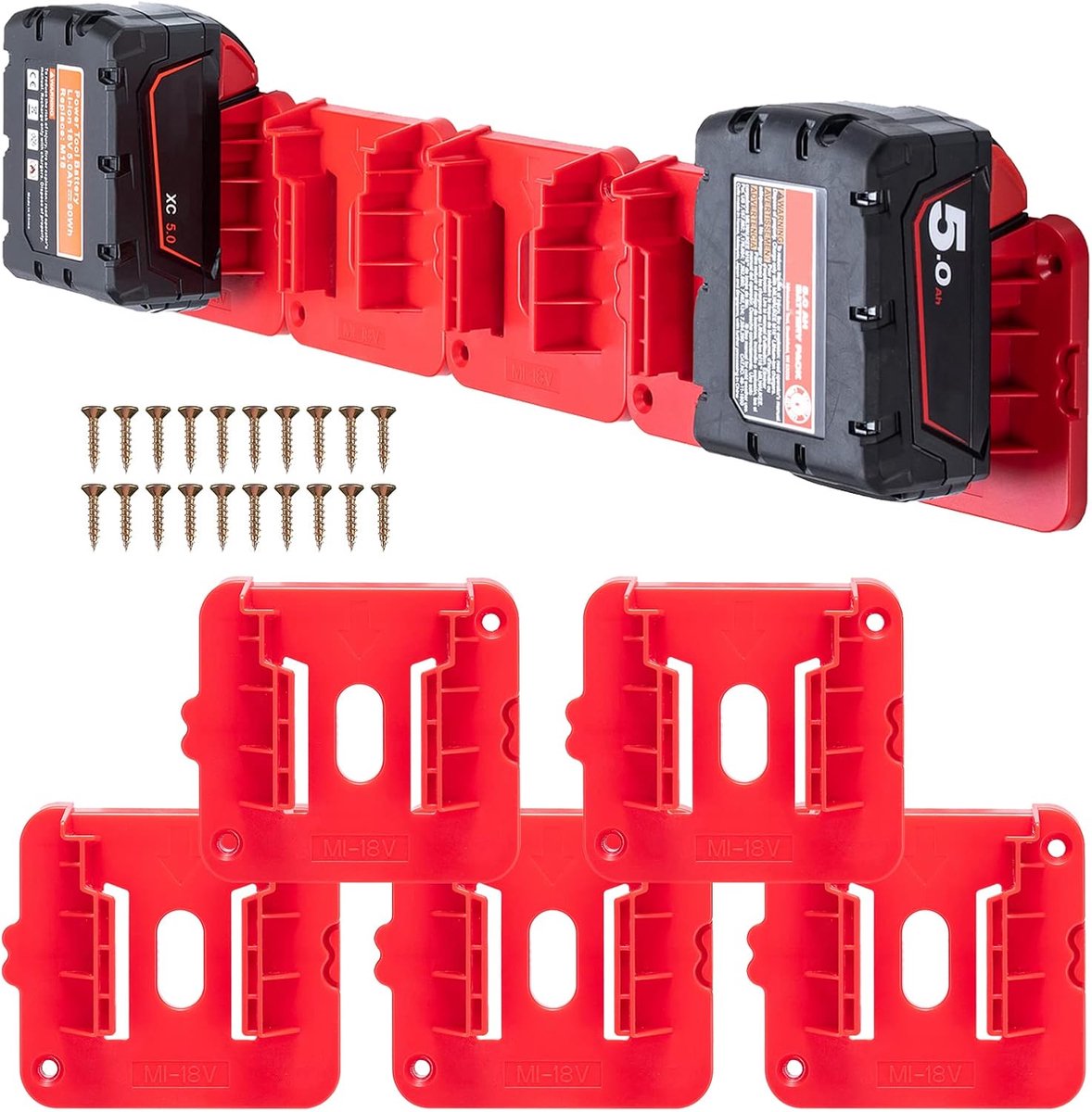 Batterijhouder voor Milwaukee M18 18V-accu's-wandhouder voor werkbusplank-gereedschapskist-10-pack