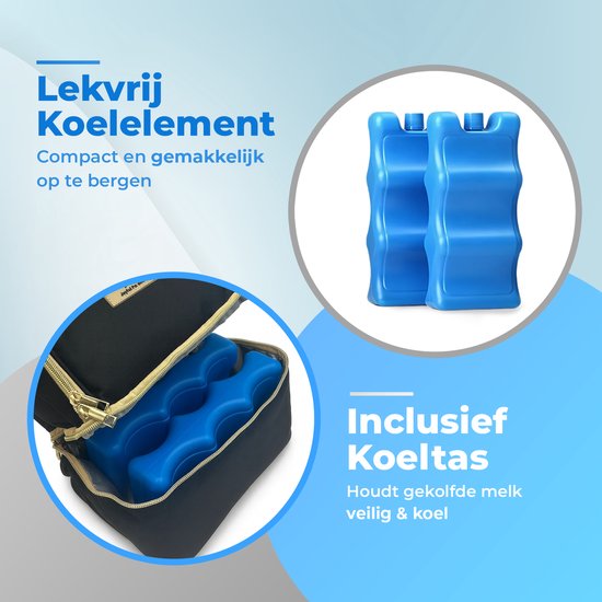 Joyful Parenting Kolftas met koelelementen - Zwart - 2 Compartimenten - Moedermelk Koeltas - Kolf Tas - Kraamcadeau van Joyful Parenting — afbeelding 2