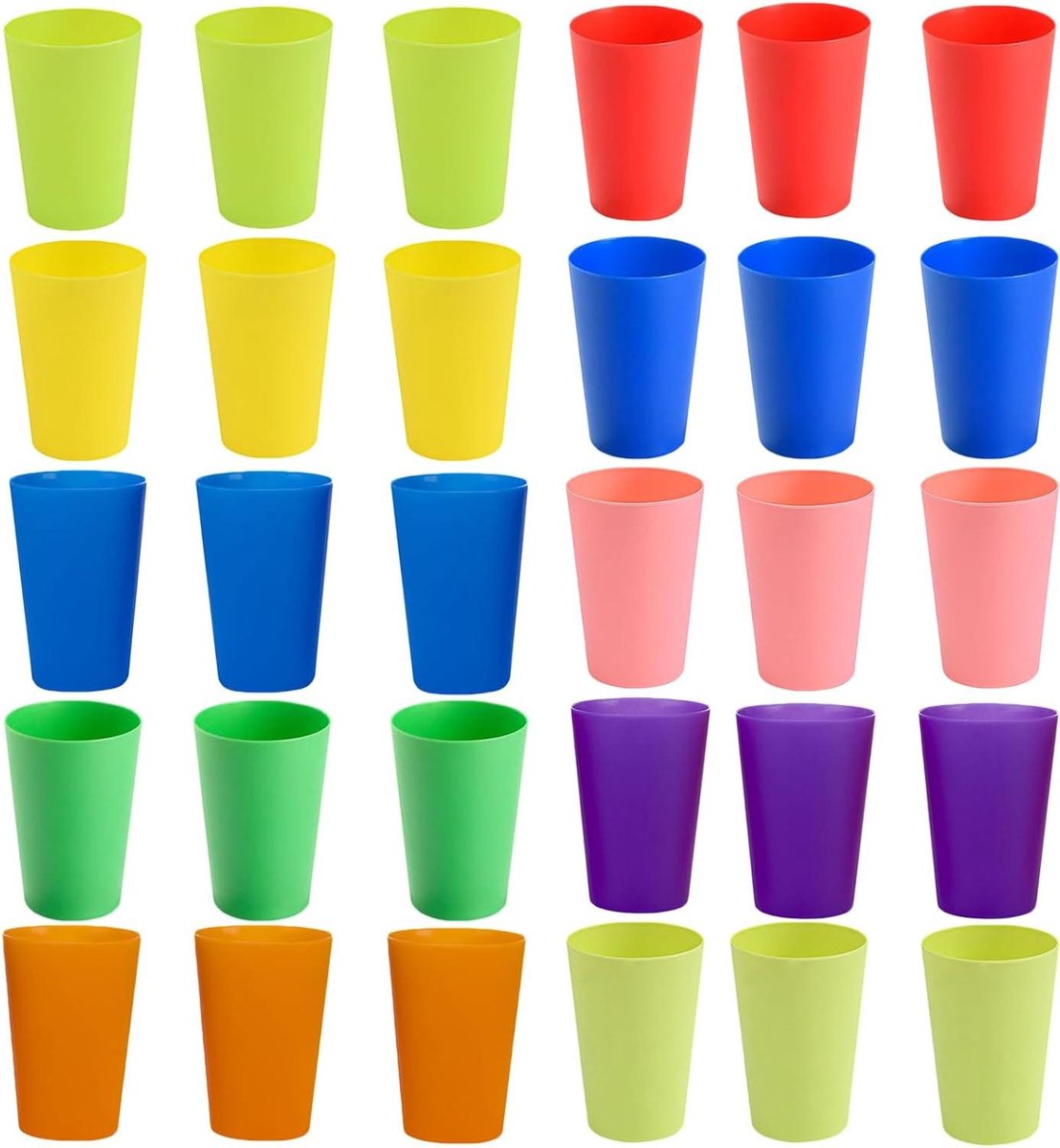 Image of 30 Stuks Herbruikbare Kleurrijke Plastic Bekers - 260ml - Buiten Feesten - Picknicks - Kamperen