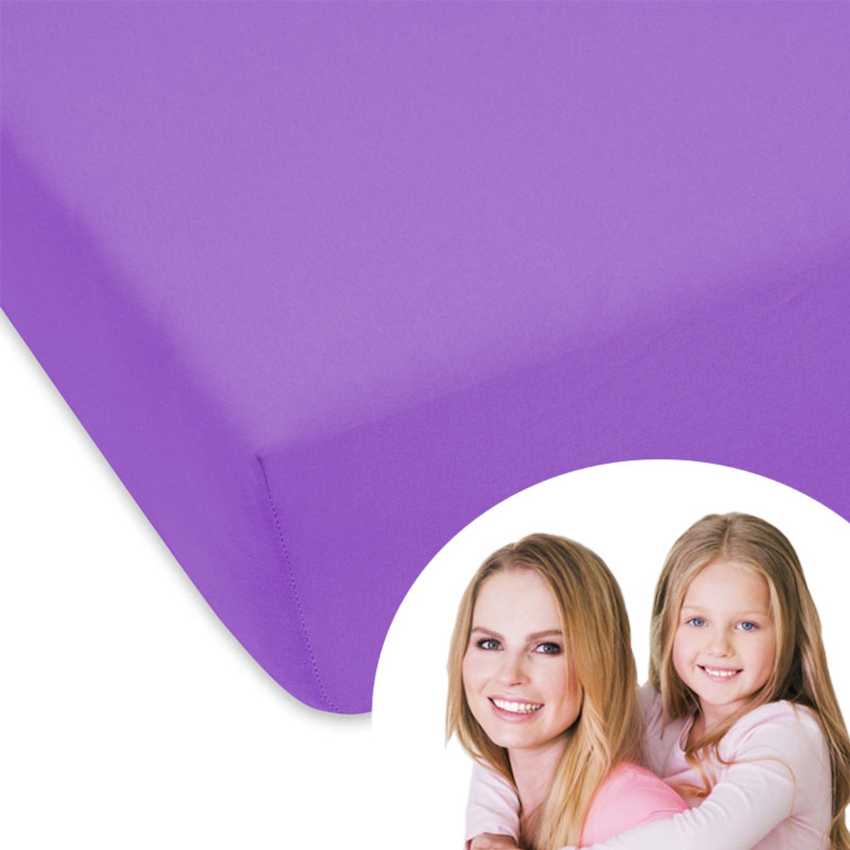 Jersey Hoeslaken Katoen 80x160cm met Elastiek - Effen Paars