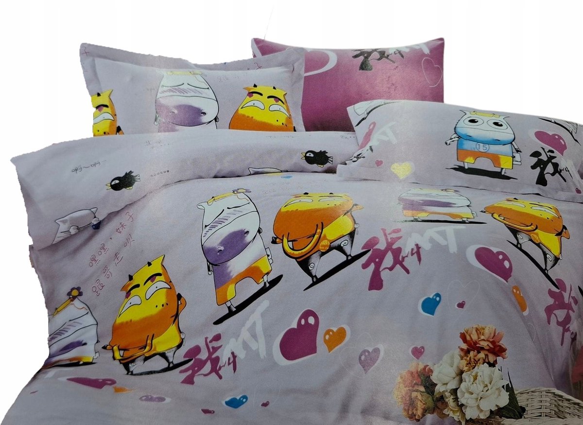 Merkloos Katoenen Dekbedovertrek Set 160x200 cm met 2 Kussenslopen 70x80 cm