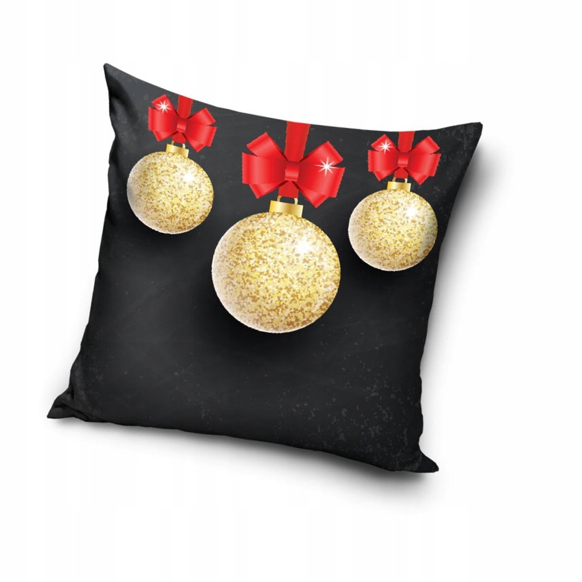 Decoratieve Kerst Kussenhoes 40x40 cm - Glamour Zwart met Ballen