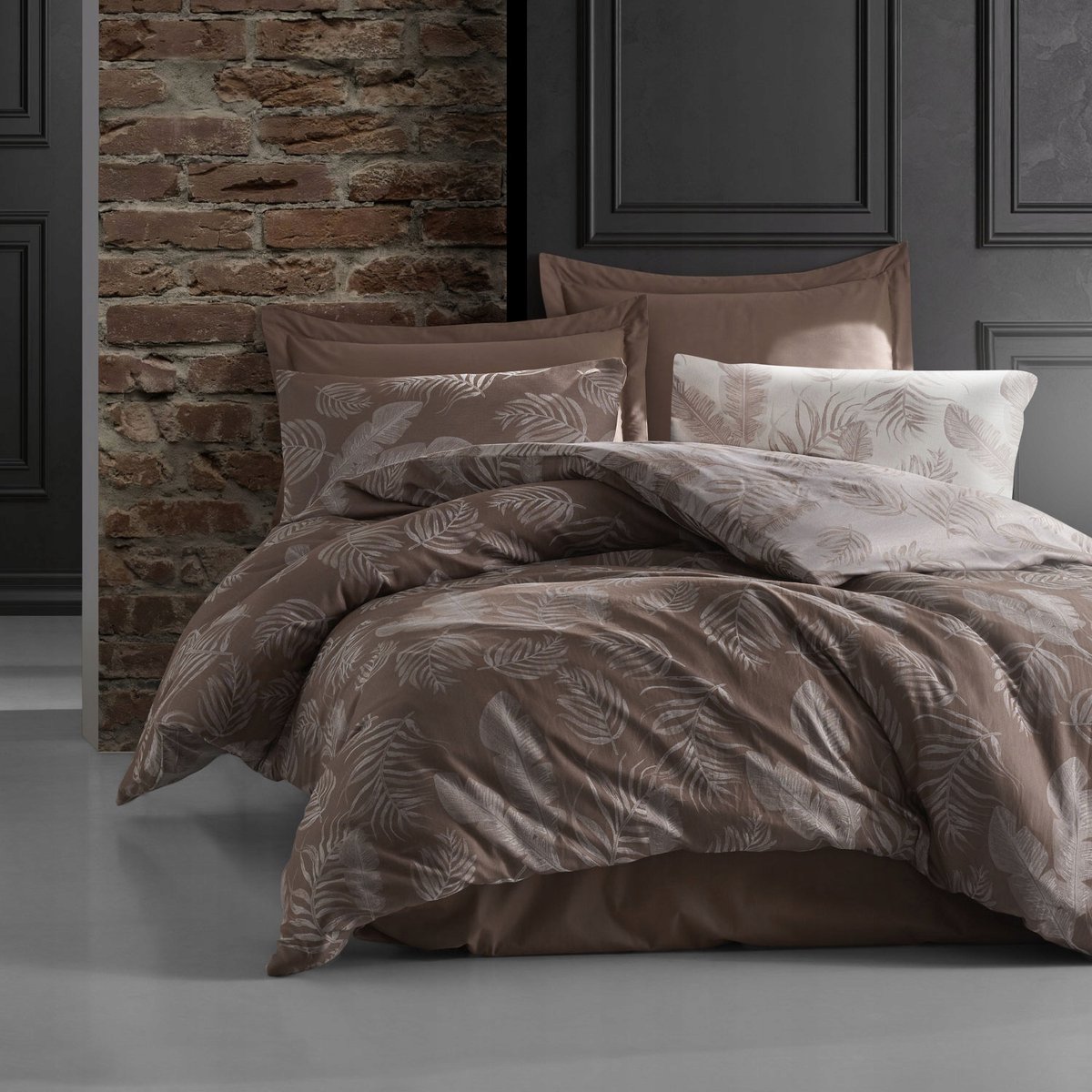 Jacquard katoenen dekbedovertrek 160x200cm Bahama Brown