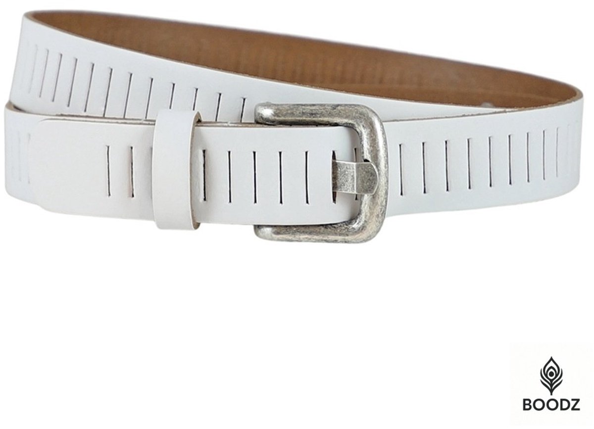 Boodz Leren Gleufjes Riem 3 cm Wit | Maat 95