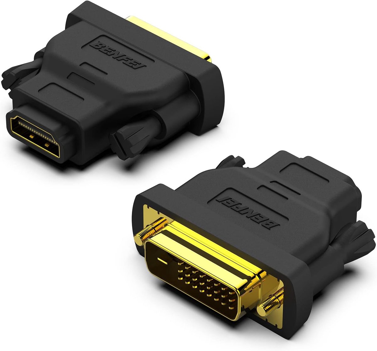Benfei 2-Pack DVI naar HDMI - HD Adapter Bi-Directioneel - Zwart