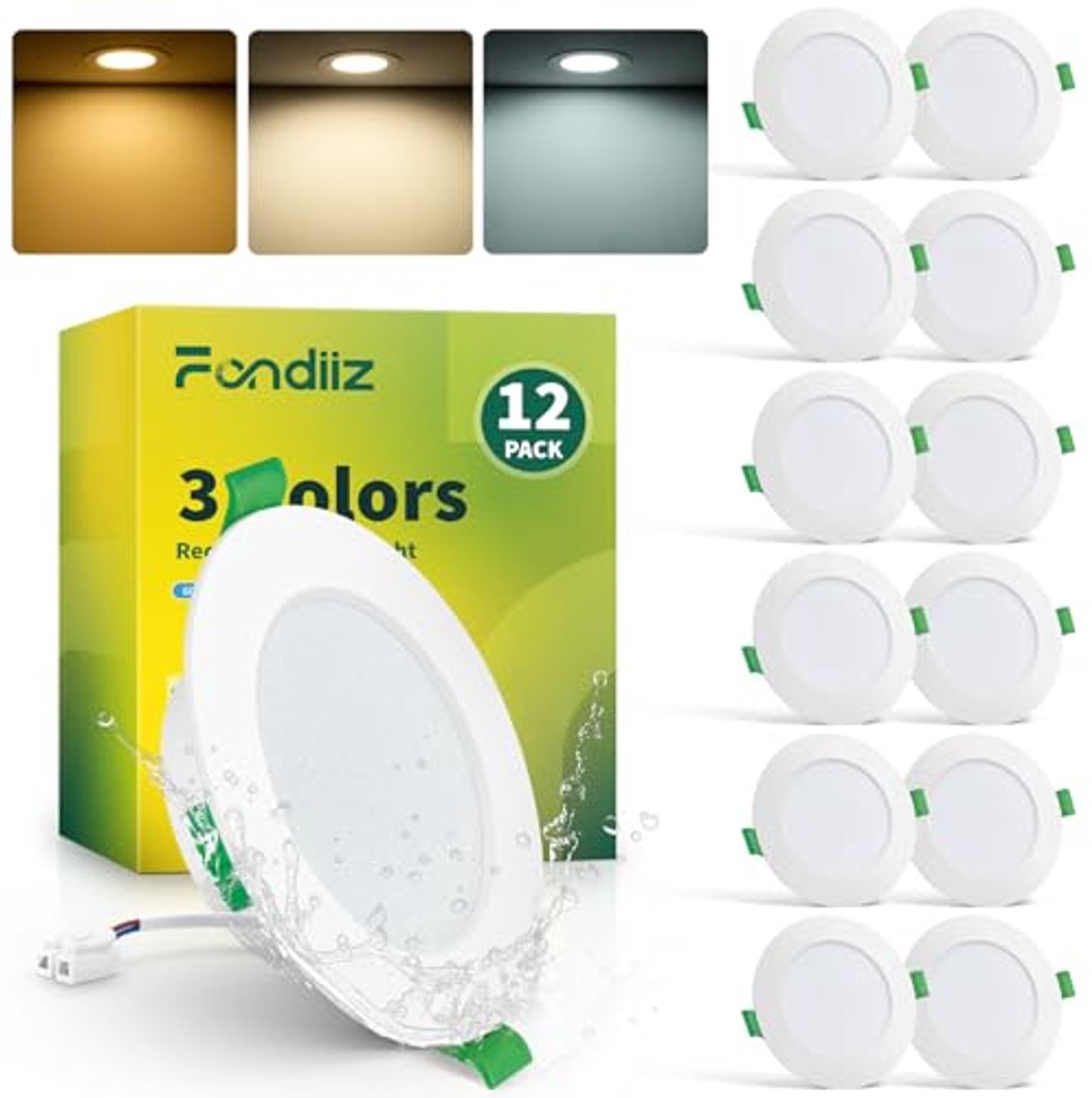 Led-plafondlamp Set van 12 - 6W LED Inbouwspots voor Badkamer - Dimbaar in Warm, Neutraal en Koud Licht - IP44 Geschikt