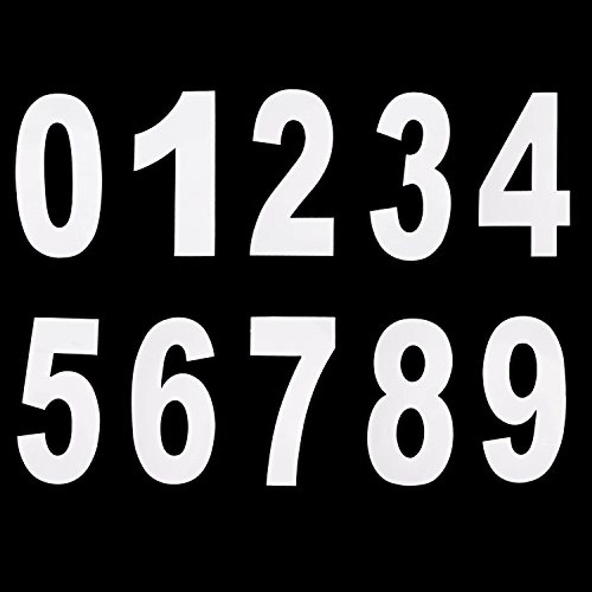 Grote witte rolbak nummerstickers 0 tot 9 - PVC, zelfklevend, 20 stuks, 17,5 x 9,5 cm