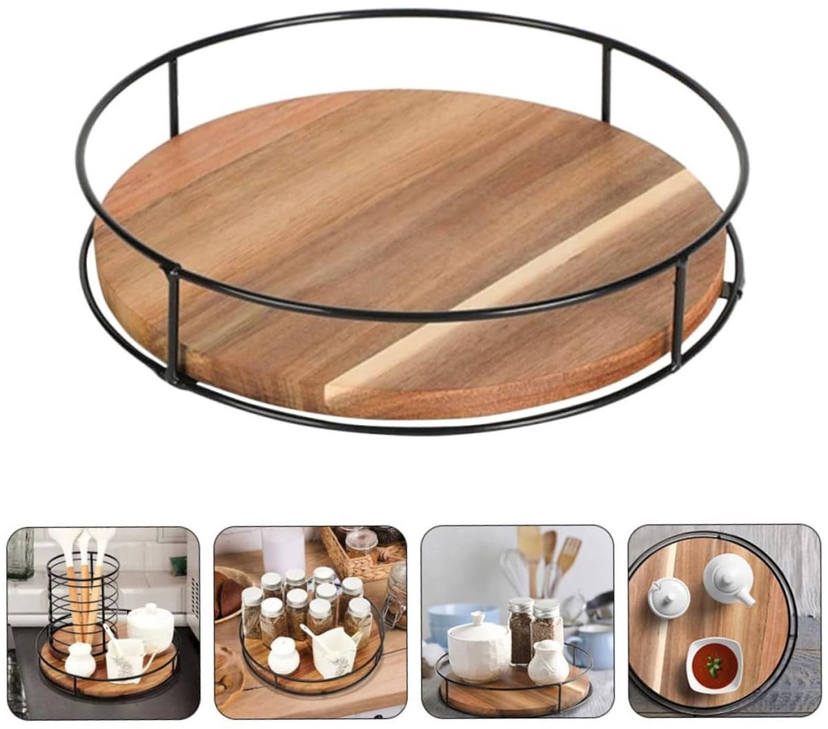 CHIWIN 360° Draaibaar RVS Kruidenrek – Keuken Organizer Lazy Susan – Multifunctioneel Opbergrek voor Kruiden, Sauzen en Drankjes – Antislip & Ruimtebesparend