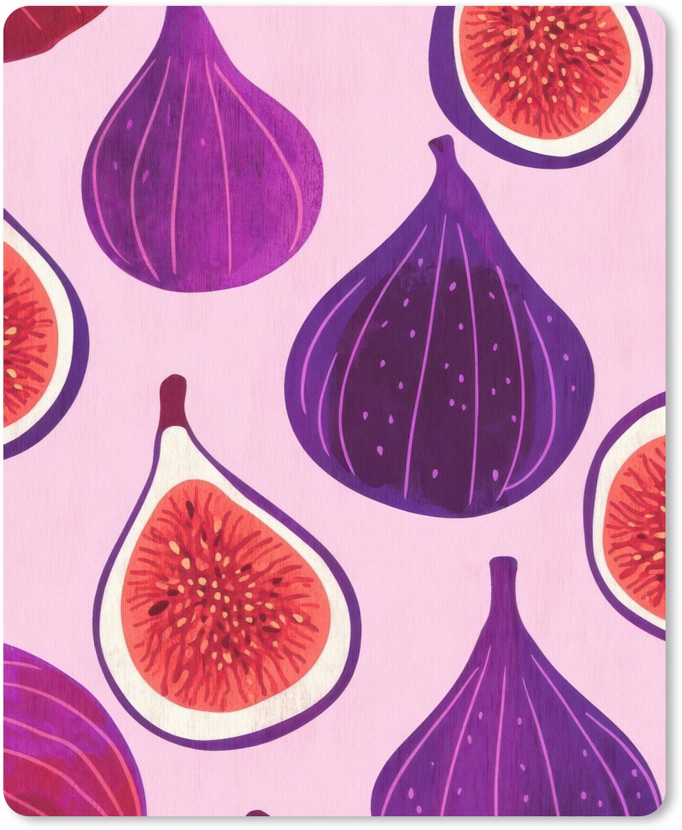 Muismat 19x23 cm - Mousepad Vijgen - Roze - Paars - Muismatten