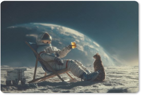 Muismat 27x18 cm - Mousepad Astronaut - Kat - Glas - Stoel - Muismatten