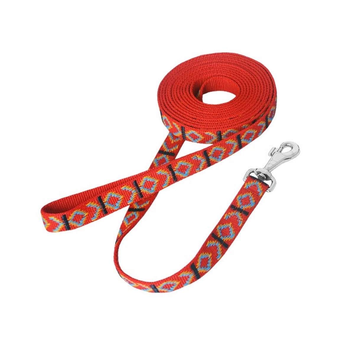 Chaba Hondenlijn Band 16mm Rood - Indiaans Design