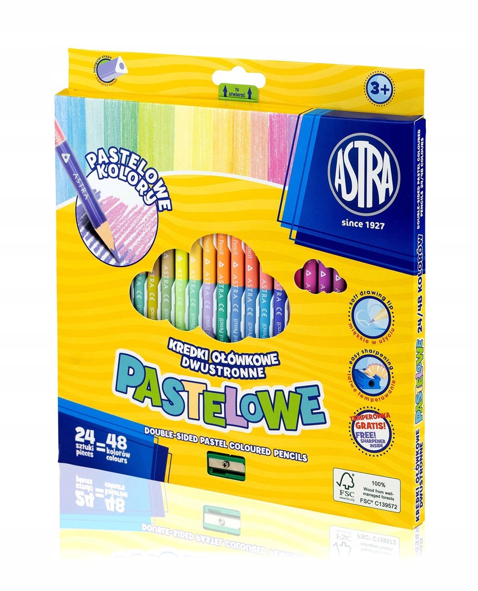 Astra Dubbelzijdige Kleurpotloden - 48 Pastelkleuren (24 Stuks)