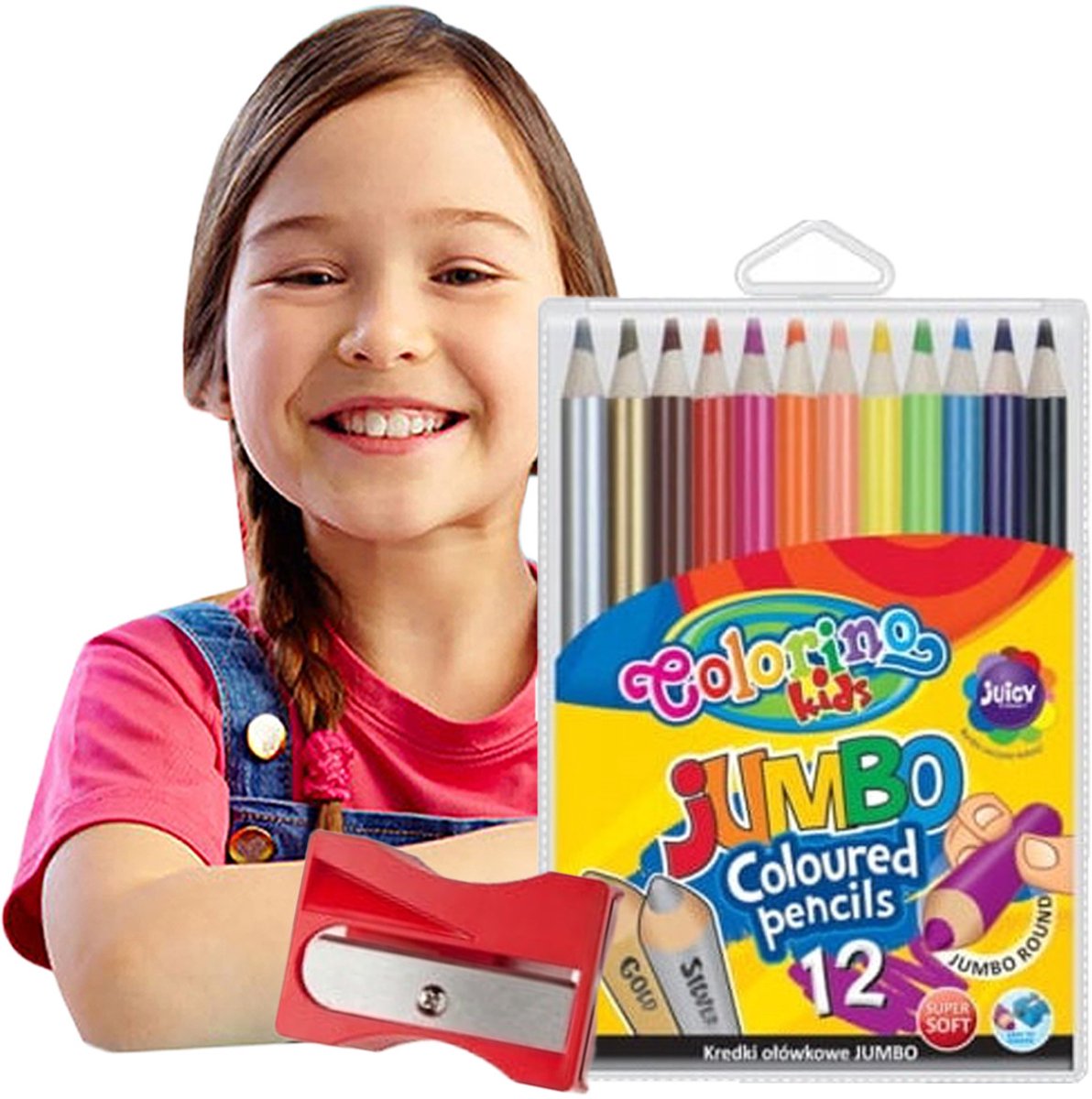 Colorino Jumbo Kleurpotloden Set - 12 Kleuren + Puntenslijper