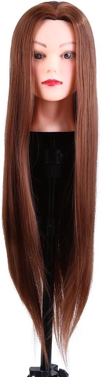 Mannequin Hoofd voor Kappersopleiding, Synthetisch Haar Oefenhoofd Cosmetologie Pop