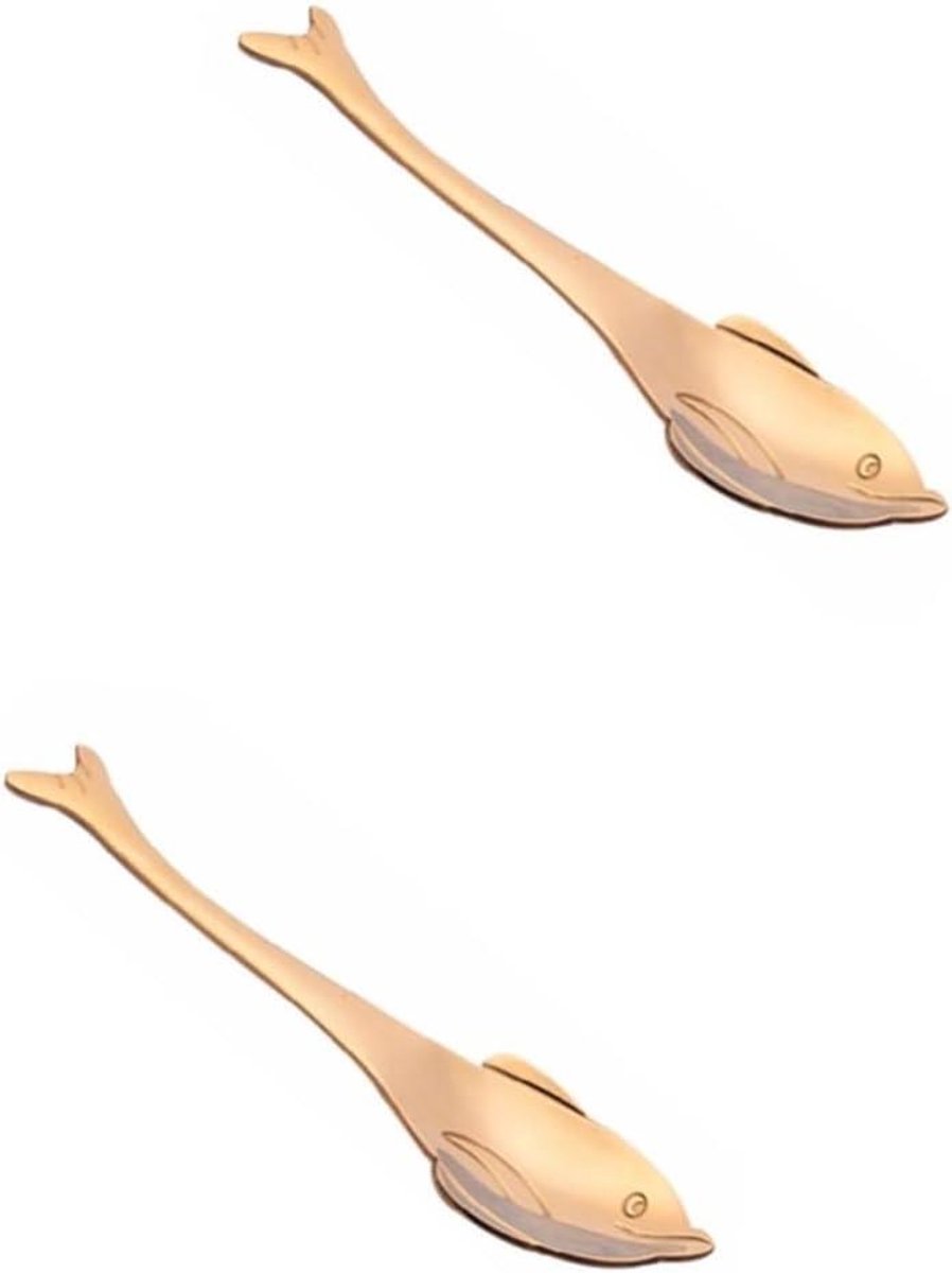 2 Dolfijnen Koffielepels en Soeplepel Set - Theelepel, Roerlepel - Servies met Karikatuur