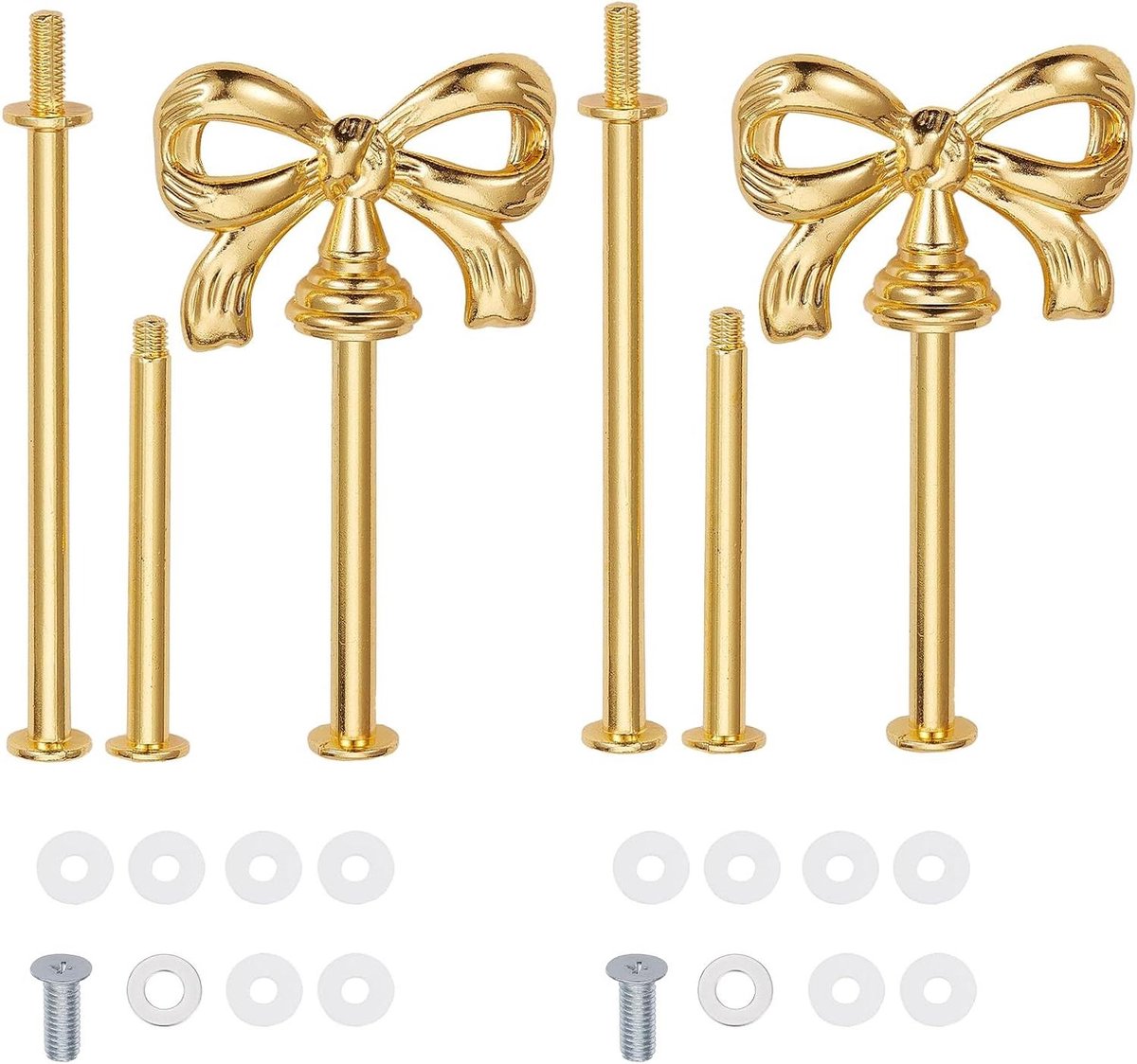 JHubers Goods - 2 Sets Cake Plaat Stand Met Bow-Knot Design, Gouden Hardwareset Voor Bruiloft en Feestevenementen