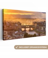 Canvas schilderij 100x50 cm - Wanddecoratie Italië - Mist - Zonsopgang - Florence - Muurdecoratie woonkamer - Slaapkamer decoratie - Kamer accessoires - Schilderijen op canvas