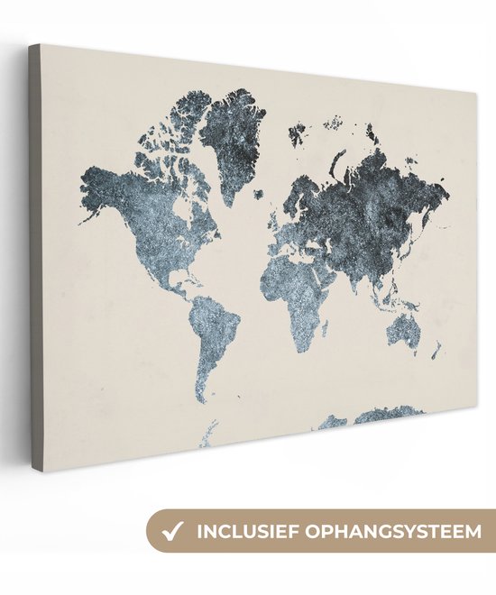 Carte du monde noire avec des taches grises sur fond rose 60x40 cm