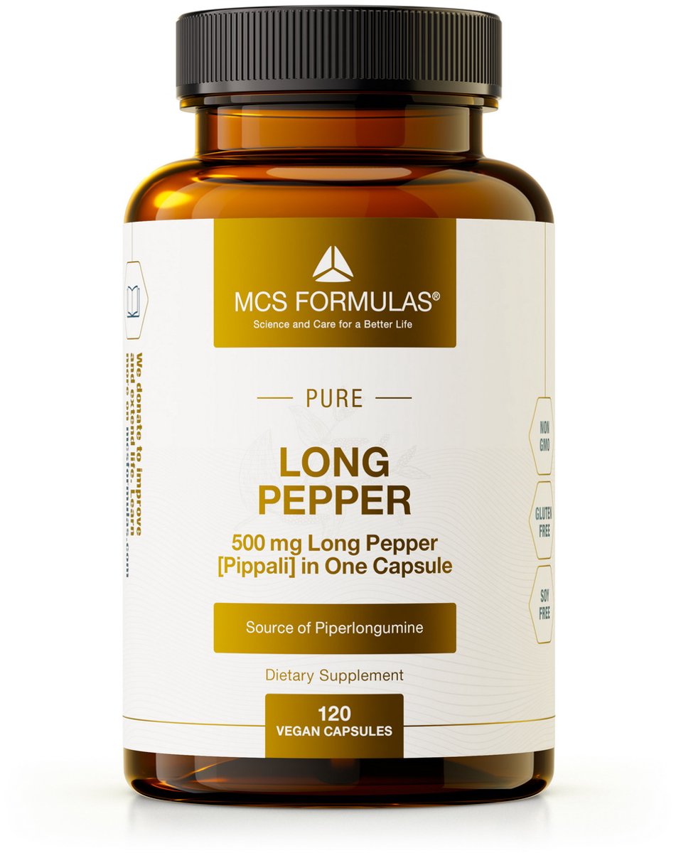 Long Pepper  500mg/Capsule - Lange peper - Piperlongumine - Pippali - Vegan - NO ADDITIVES