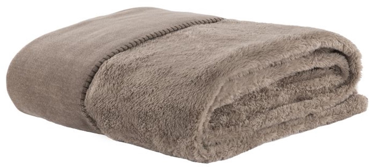 Tiseco Plaid TOMO - Luxe & Warme Woondeken voor Bank of Bed - 150x200 cm, taupe