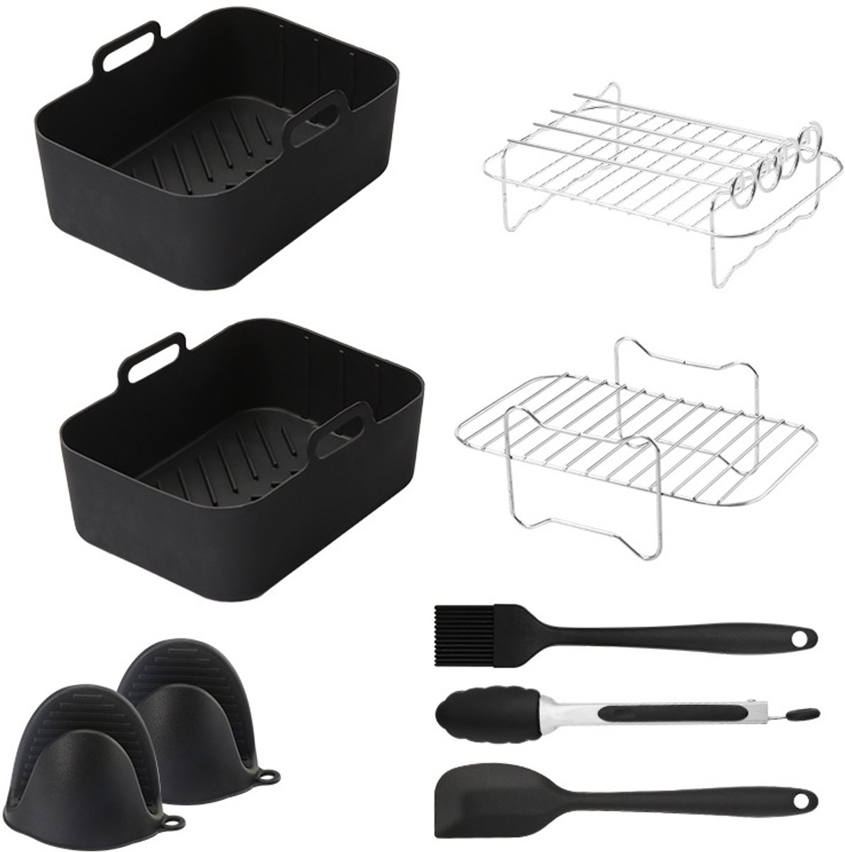 Geschikt voor Ninja AF400UK Luchtbakken Accessoires Silicone Inner Gall Pallet Grill Steamer Silicone Grill Plate Set-9 stuks