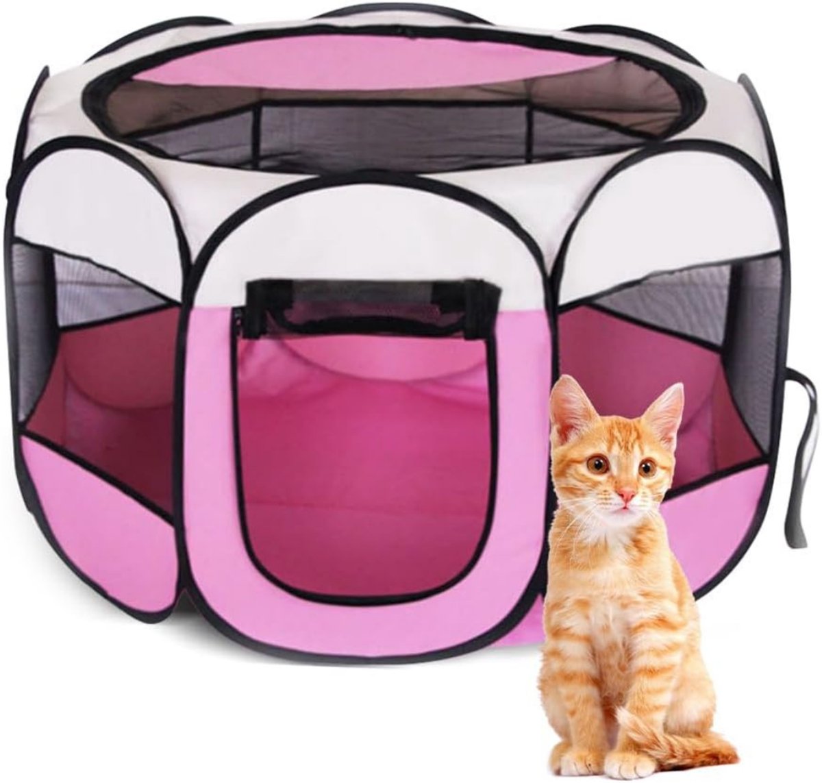 MMM® Kattenren - Kattenren Buiten - Hondenren - 60 x 80 CM - Opvouwbaar - Met Deur -Roze