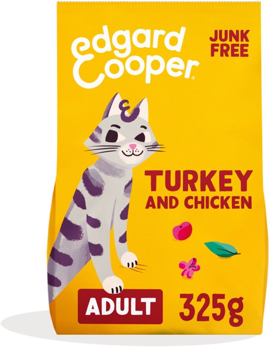 6x Edgard & Cooper Kattenvoer Adult Kalkoen - Kip 325 gr